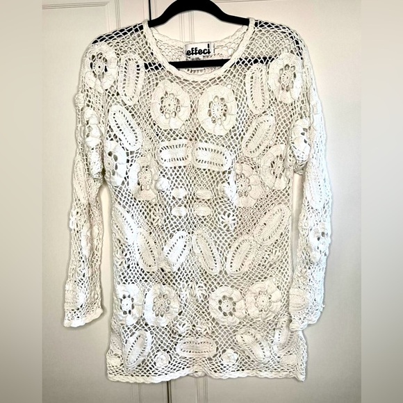 Vintage Hand Knit Crochet Cottagecore Sweater - Picture 1 of 13